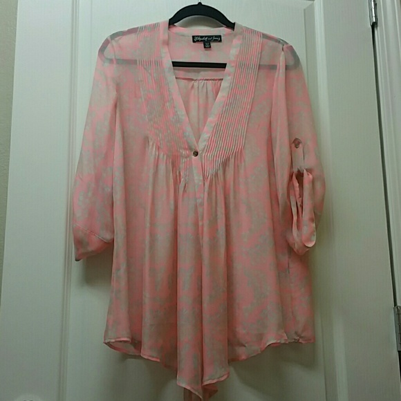 Elizabeth and James Tops - Elizabeth and James pink/blue szXS sheer silk top